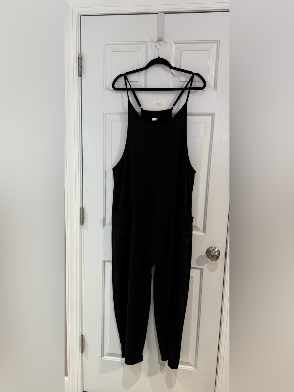 Everyday Black Wide-Strap Jumpsuit with Pockets